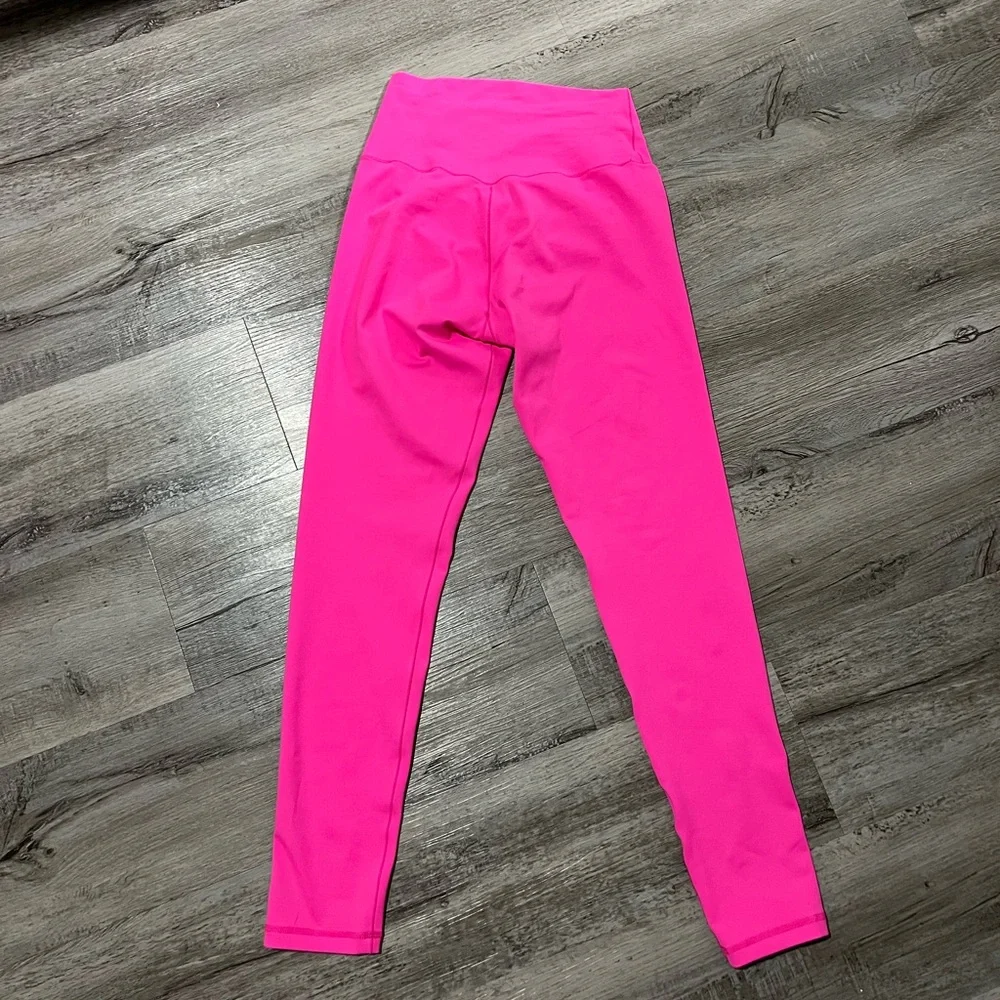 Pink Lily Cross Over Neon Sonic Pink Women's Leggings - Picture 3 of 5